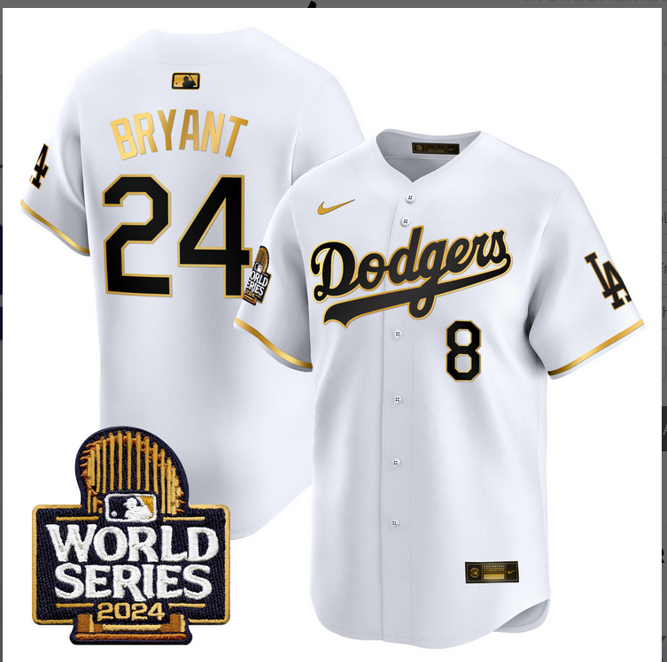 Men MLB Los Angeles Dodgers #24 Bryant white 2024 World Series Champions Patch Limited Jersey20241105 style 3